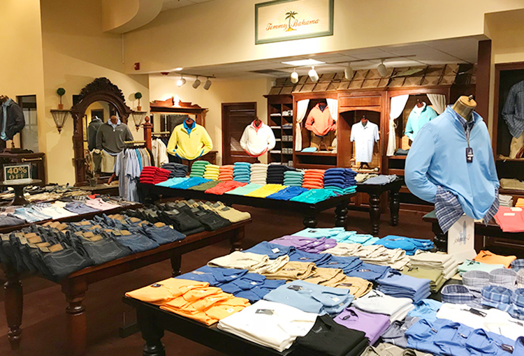 Interior of Anderson & Co. store showing sportswear